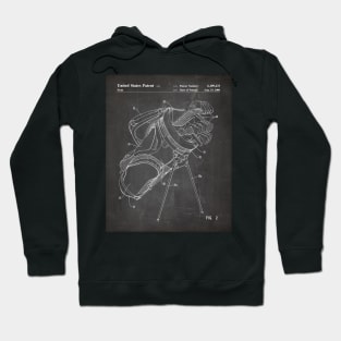 Golf Bag Patent - Golfer Golfing Caddy Art - Black Chalkboard Hoodie